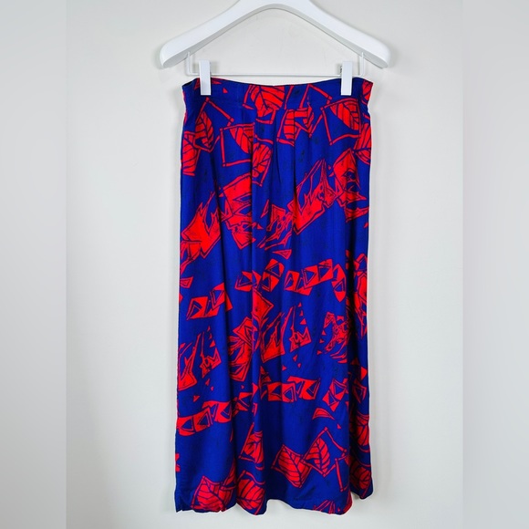 Vintage Fuchsia & Purple Printed Skirt Pleated Front with Pockets Size 10 - Picture 8 of 11